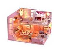 CUTEROOM Kit fai da te in miniatura per casa delle bambole con mobili, casa delle bambole in legno con movimento musicale e luci LED, kit fai da te per casa fai da te, regalo di Natale e compleanno