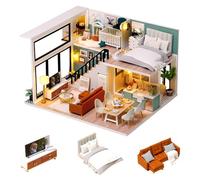 CUTEROOM Kit fai da te in miniatura per casa delle bambole con mobili, casa delle bambole in legno con movimento musicale e luci a LED, kit fai da te per casa fai da te, regalo di Natale e compleanno