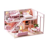 CUTEROOM Kit fai da te in miniatura per casa delle bambole con mobili, casa delle bambole in legno, movimento musicale e luci LED, kit fai da te per casa di compleanno e riunione dei tuoi dolci