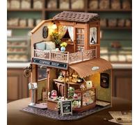 CUTEROOM Kit per casa delle bambole in miniatura fai da te, modello creativo in legno con illuminazione a LED e movimento musicale, regali per ragazzi e ragazze (incontro di tempo)