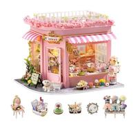 CUTEROOM Kit per casa in miniatura per adulti, mini kit di mobili in legno per casa delle bambole, kit fai da te per stanza creativa piccola casa per la decorazione - negozio di fiori colorati