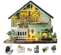 CUTEROOM Kit per casa in miniatura per adulti, mini kit di mobili in legno per casa delle bambole, kit fai da te fai da te per stanza creativa piccola casa per decorazione - Studio piante