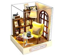 CUTEROOM Miniatura casa delle Bambole con mobili,Fai da Te in Miniatura Casa delle Bambole Kit,Mini 3D Casa in Legno con Luci A LED - Regalo di Compleanno di Natale (QT037)