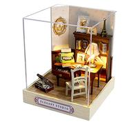 CUTEROOM Miniatura casa delle Bambole con mobili,Fai da Te in Miniatura Casa delle Bambole Kit,Mini 3D Casa in Legno con Luci A LED - Regalo di Compleanno di Natale (QT031)