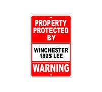 cutespree Cartello in alluminio con scritta "Property Protected by Winchester 1895 LEE Gun Pistol Rifle Munizioni", decorazione per la casa, 20,3 x 30,5 cm