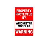 cutespree Cartello in alluminio con scritta "Property Protected by Winchester Model 69 Gun Pistol Rifle Munizioni" Targa da parete in metallo 20,3 x 30,5 cm, decorazione