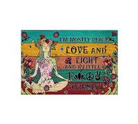 cutespree Targhe in metallo in latta hippie arte in legno I Am Mostly Peace Love and Light Wall Art Hanging poster pittura acquerello soggiorno, camera da letto, decorazione per la casa uomo