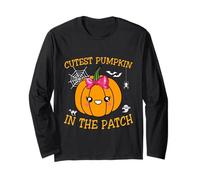 Cutest Pumpkin in The Patch Bambini Ragazze Halloween Zucca Maglia a Manica