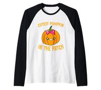Cutest Pumpkin in The Patch Bambini Ragazze Halloween Zucca Maglia con Maniche Raglan