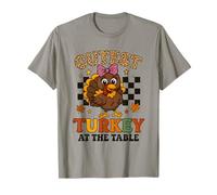 Cutest Turkey at The Table Leopard Bow Thanksgiving for Kids Maglietta