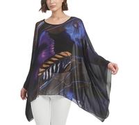 CuteSwan Camicetta da donna in chiffon Lagenlook con maniche a pipistrello casual sciolto caftano tunica top camicetta, Ibisco Aurora Viola, Un formato più