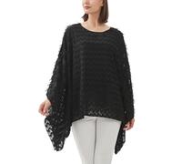 CuteSwan Camicetta da donna in chiffon Lagenlook con maniche a pipistrello casual sciolto caftano tunica top camicetta, #Nappa ondulata-nera, Taglia unica