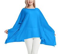 CuteSwan Camicetta da donna in chiffon Lagenlook con maniche a pipistrello casual sciolto caftano tunica top camicetta, Turchese Soild, Un formato più