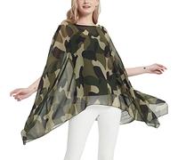 CuteSwan Camicetta da donna Lagenlook caftano con maniche a pipistrello in chiffon bohémien sciolto floreale camicetta tunica, Verde militare mimetico., One Size Plus