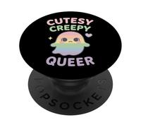 Cutesy Creepy Queer Spooky Carino Energia Audace Orgoglio Vibe PopSockets PopGrip Adesivo