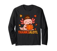 CuteThanksalotl Axolotl Thanksgiving Day Pumpkin Autumn Fall Maglia a Manica