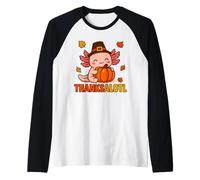 CuteThanksalotl Axolotl Thanksgiving Day Pumpkin Autumn Fall Maglia con Maniche Raglan