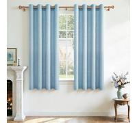 CUTEWIND - Tende in finto lino con occhielli, corte, blu, in voile, tende per cucina, finestre, per soggiorno, camera da letto, moderne, tende a rete con occhielli, set da 2 pezzi, H 145 x L 140 cm