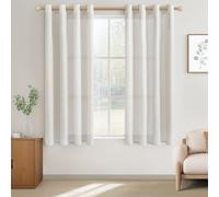 CUTEWIND Tende per Interni Finestre Camera da Letto Corte, Tenda Corta da Interno Semitrasparente Lino con Occhielli per Cucina Soggiorno Salotto, 140x145 CM, 2 Pezzi, Avorio