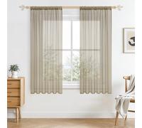 CUTEWIND Tende per Interni in Voile Trasparenti con Passanti Nascosti Beige Tende per Camera da Letto Soggiorno Finestra Tinta Unita in Poliestere Morbido Moderno 140x160 2 Pezzi