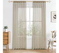 CUTEWIND Tende per Interni in Voile Trasparenti con Passanti Nascosti Beige Tende per Camera da Letto Soggiorno Finestra Tinta Unita in Poliestere Morbido Moderno 140x260 2 Pezzi