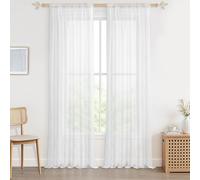 CUTEWIND Tende per Interni in Voile Trasparenti con Passanti Nascosti Bianche Tende per Camera da Letto Soggiorno Finestra Tinta Unita in Poliestere Morbido Moderno 140x260 2 Pezzi