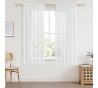 CUTEWIND Tende per Interni in Voile Trasparenti con Passanti Nascosti Bianche Tende per Camera da Letto Soggiorno Finestra Tinta Unita in Poliestere Morbido Moderno 140x137 2 Pezzi