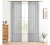 CUTEWIND Tende per Interni in Voile Trasparenti con Passanti Nascosti Grigio Tende per Camera da Letto Soggiorno Finestra Tinta Unita in Poliestere Morbido Moderno 140x225 2 Pezzi