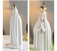 Cutfouwe Piccola Statua della Madonna di Fatima da 30 cm d'altezza (con Corona)-Statue Religiose-Ceramica,H 31cm