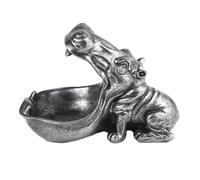 Cutfouwe Piccola statuetta di ippopotamo, decorazione da tavolo, in resina, piccole parti, contenitori, caramelle per chiavi, decorazione per la casa, ufficio, regalo di nozze (argento-piccolo)