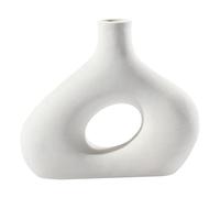 Cutfouwe Vaso Nero Opaco per L'Erba di Pampa, Moderno Vaso di Ceramica Deco Living Room, Vasi Fatti A Mano Decorazione della Tavola di Nozze, Fiori Secchi Vaso di Fiori Creative Hollow Design,Weiß