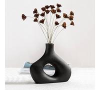 Cutfouwe Vaso Nero Opaco Per L'Erba Di Pampa, Moderno Vaso Di Ceramica Deco Living Room, Vasi Fatti A Mano Decorazione Della Tavola Di Nozze, Fiori Secchi Vaso Di Fiori Creative Hollow Design,Schwarz