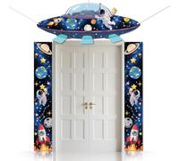 CUTHOLLOW 3 pz Banner Superior Porta tema spazio esterno - Bandiera portico astronauta, pianeta, decorazioni di compleanno, banner porta appesa, decorazione aula