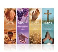 CUTHOLLOW 4 striscioni per chiesa per parete del santuario, uva a mano e croce, 183 x 61 cm, arazzo cristiano con versi della Bibbia, sfondo da appendere per battesimo, decorazione per la scuola