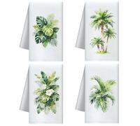 CUTHOLLOW Set di 4 strofinacci con piante tropicali, 60 x 40 cm, in microfibra morbida e assorbente, per cucina, tè, caffè, bar, ottimo regalo per la festa della mamma, inaugurazione della casa