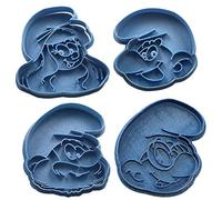 Cuticuter Puffi - Set di 4 pezzi, in plastica, blu, 16 x 14 x 1,5 cm, confezione da 4
