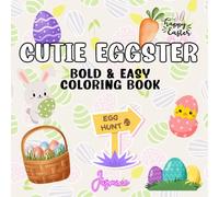 Cutie Eggster Bold and Easy Mini Coloring Book for Travel (6" x 6"): Stress Relief for adults, teens and kids