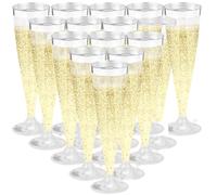 CutitiUU 10 calici da champagne filettati in plastica, eleganti e di alta qualità, riutilizzabili, per cocktail, prosecco, matrimoni, compleanni, Natale, barbecue (127,6 g)