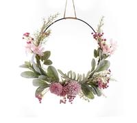 CutitiUU 16 Inch Artificiale Porta Ghirlanda Fiore Artificiale Finto Pompom Ghirlanda con foglie verdi Primavera Estate Finto Floreale Ghirlanda per porta d'ingresso Parete Appendere Finestra