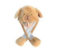 CutitiUU Cappello a forma di Capibara,Cappello con Orecchie Che Si Muovono,Sciarpa con cappello 2in1 Hat con animali di peluche,Hat With Scarf,Cap Airbag,ragazzi,ragazze (Capibara)