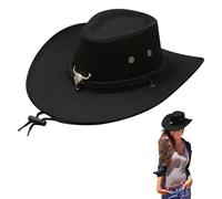 CutitiUU Cappello da Cowboy Occidentale Cappello da Equitazione da Uomo e Donna,Western Australia Grande Bordo,Cappello da Sole da Uomo,Cowboy Accessori Travestimento Carnevale (Nero)