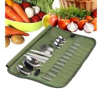 Cutlery Storage Bag | Kitchen Cooking Utensil Set Travel Organizer | Portable Polyester Roll Up Pouch Bag Cutlery Storage Water Resistant Case For Forks Spoons Chopstick