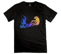 CUTLERY SUIT Men's Final Fantasy Logo Fun Short Sleeve T Shirts for Guys Black L