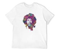 CUTLERY SUIT Men's Happyness Man Short Sleeve Cotton T-Shirts Jimi-Hendrix- Shirt New T Shirts Funny Tops Tee Shirt Short Sleeve Cotton Man White L