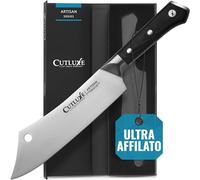 Cutluxe Coltello Chef e Mannaia 20cm - da Cucina, Acciaio Tedesco | Manico ergonomico in Pakkawood a codolo intero; filo affilato a mano a 14-16°; oltre 56 HRC