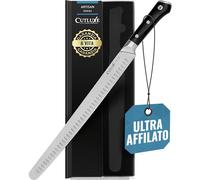 Cutluxe Coltello per Affettare - 36cm Coltello Intagliato per Carne e Prosciutto - Lama in Acciaio Inossidabile Premium ad Alto Tenore di Carbonio - Impugnatura Nera Ergonomica - Serie Artisan