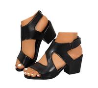 Cutout Peep Toe Impilati Tacco Sandali per le Donne Stivali con Cinghia Alla Caviglia con Fibbia Estiva Cross Chunky Scarpe Tacco Blocco(41 EU)