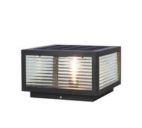 CUTPOIY Cappucci solari moderni neri a energia solare, luce a colonna solare impermeabile con vetro trasparente, recinzione, palo, lanterne, luce solare per esterni casa, D, 25 cm