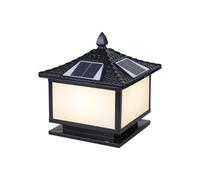 CUTPOIY Lampade a colonna solare per esterni, con base di montaggio a molo, colore nero, per esterni, ad energia solare, impermeabile, per portico, piedistallo, 40 cm