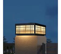 CUTPOIY Lampade a palo ad energia solare Lampada per palo per esterni con protezioni per colonne in vetro impermeabili per esterni lanterna a palo in alluminio anticorrosivo per
